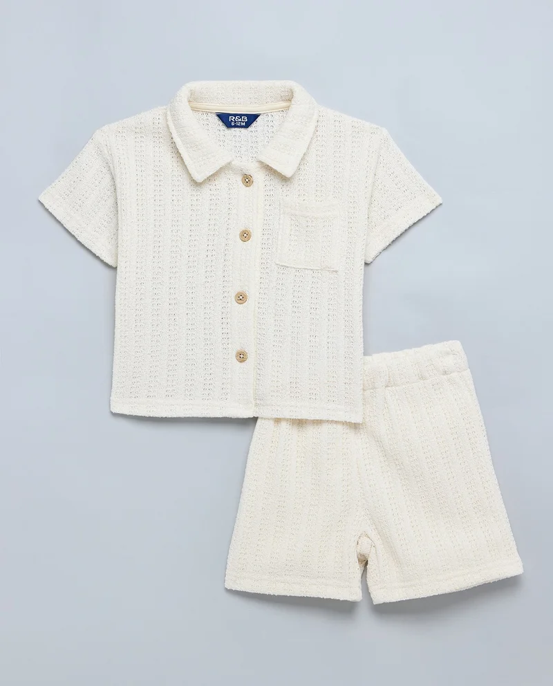أر أند بي Textured Shirt and Shorts Set