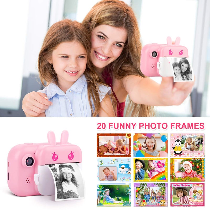 MINIBEAR Kids Camera Instant Print Camera for Kids Digital Camera Toddler Toys Christmas Birthday Gifts for 3 4 5 6 7 8 9 10 Year Old Boys Girls, Pink - Image 3