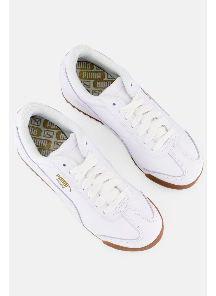 PUMA Kids Boy Roma Classic Gun Lace Up Outdoor Shoes, White Combo  - Image 4