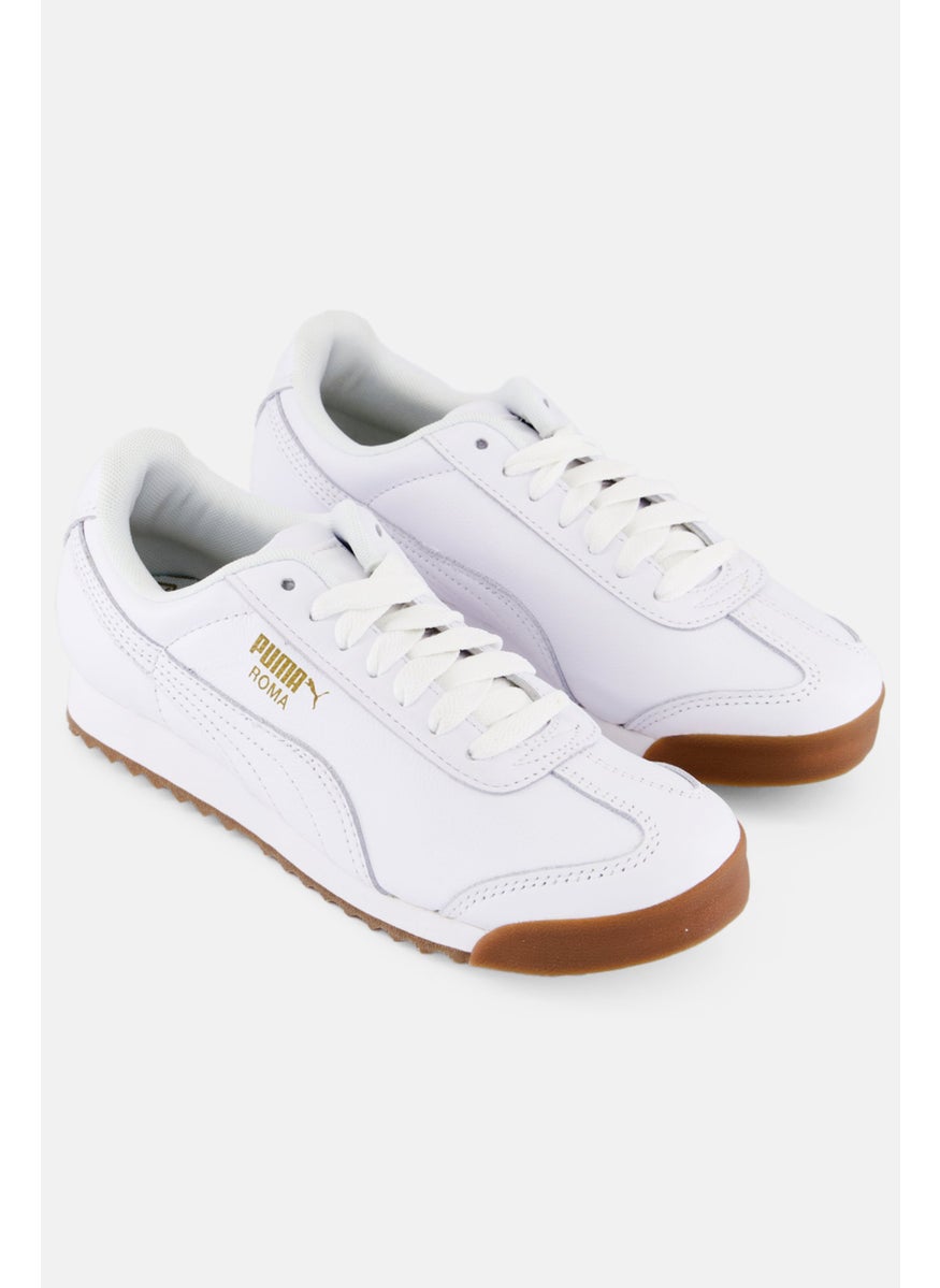 PUMA Kids Boy Roma Classic Gun Lace Up Outdoor Shoes, White Combo  - Image 1