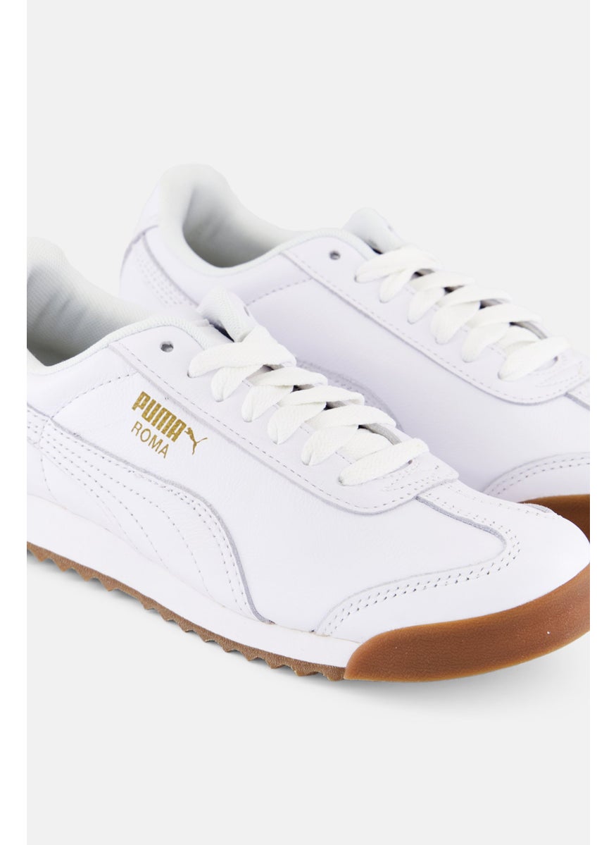 PUMA Kids Boy Roma Classic Gun Lace Up Outdoor Shoes, White Combo  - Image 3
