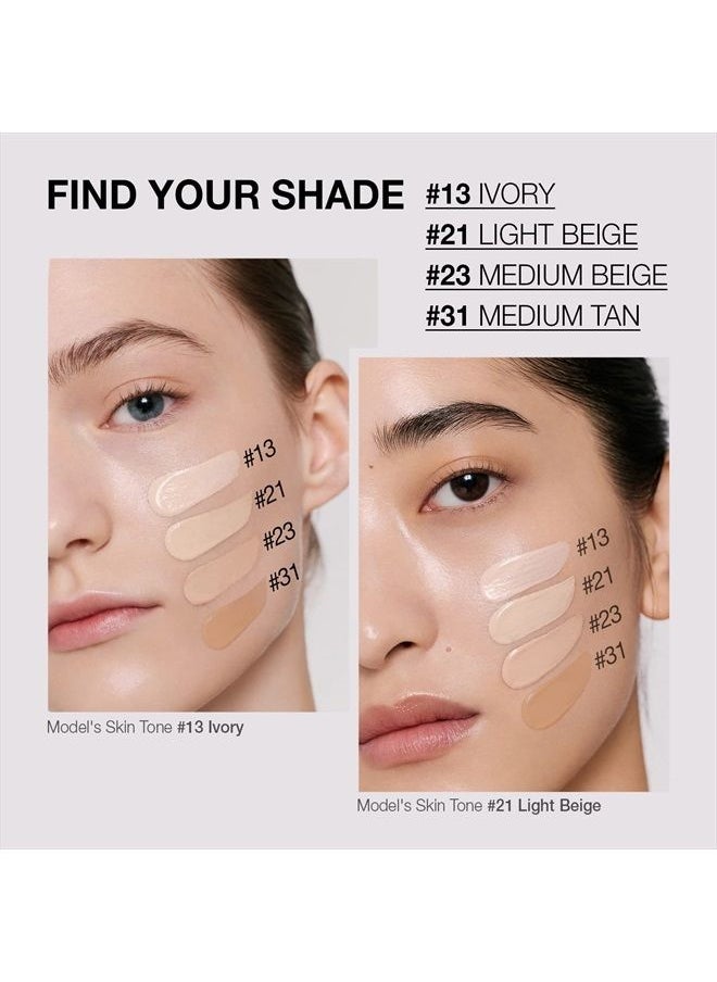 AGE 20's - Signature Intense Sunscreen SPF 50+ Foundation, Natural Coverage, Cushion Korean Makeup, 71% Essence Natural Dewy Finish, Refill Included, 13 Ivory (0.49 oz x2 ea) - Image 1