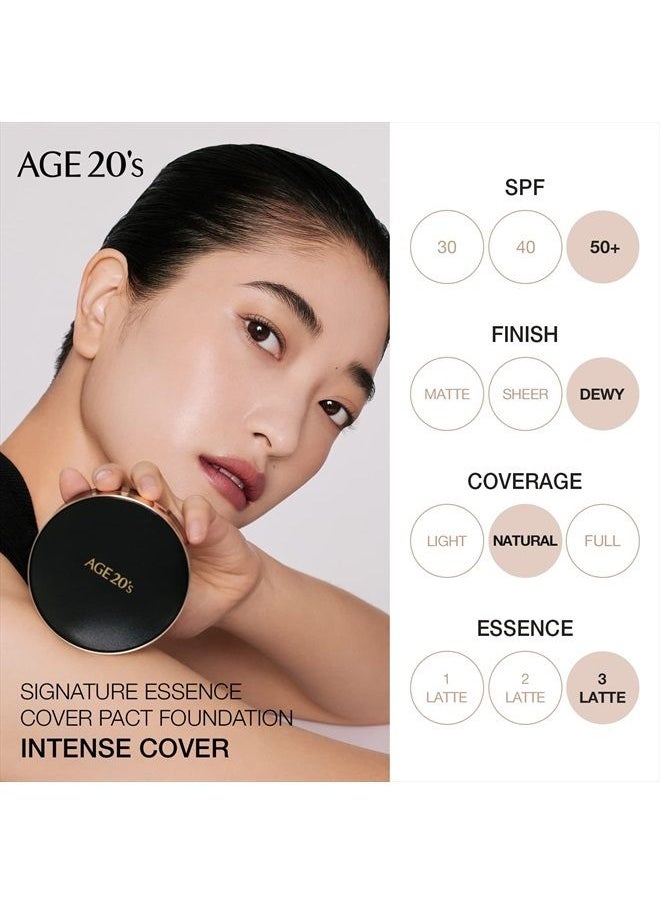AGE 20's Signature Intense Sunscreen SPF 50+ Foundation, Natural Coverage, Cushion Korean Makeup, 71% Essence Natural Dewy Finish, Refill Included, 13 Ivory (0.49 oz x2 ea)  - Image 2