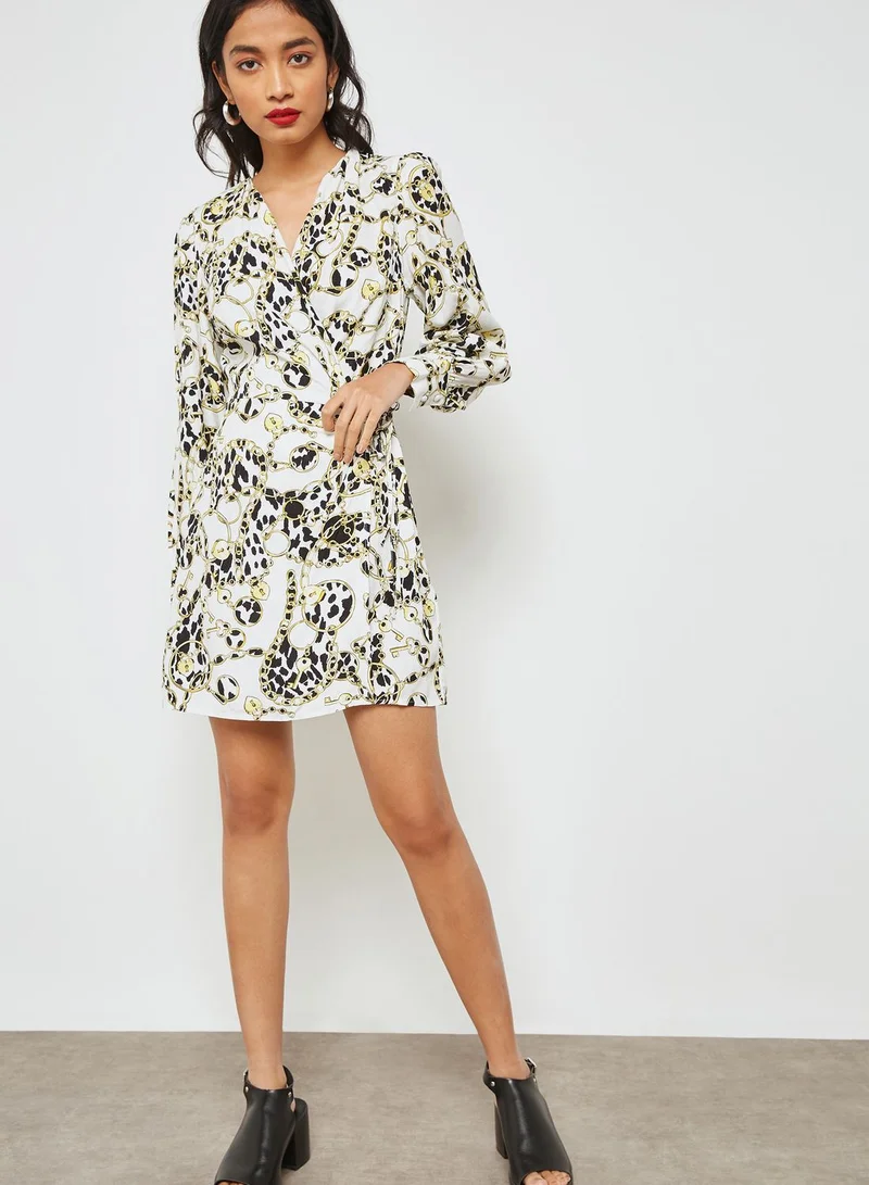 TOPSHOP Chain Print Wrap Dress