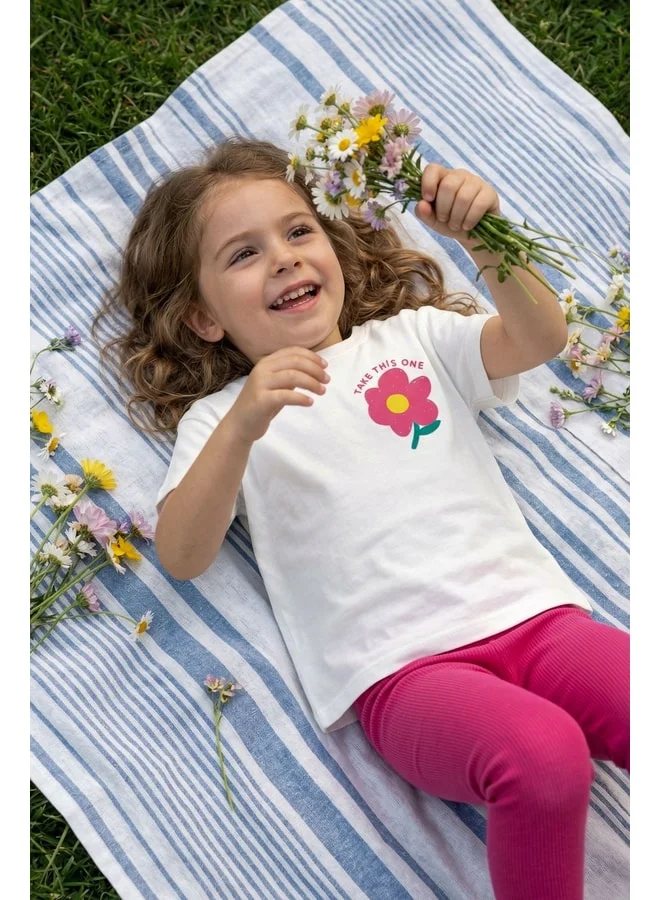 zuzunga Cute Flower Printed Pink Girl's Leggings Set.