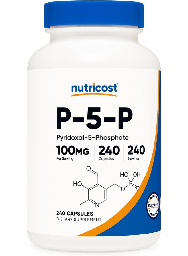 Nutricost P5P Vitamin B6 Supplement 100mg, 240 Capsules (Pyridoxal-5-Phosphate) - Image 1