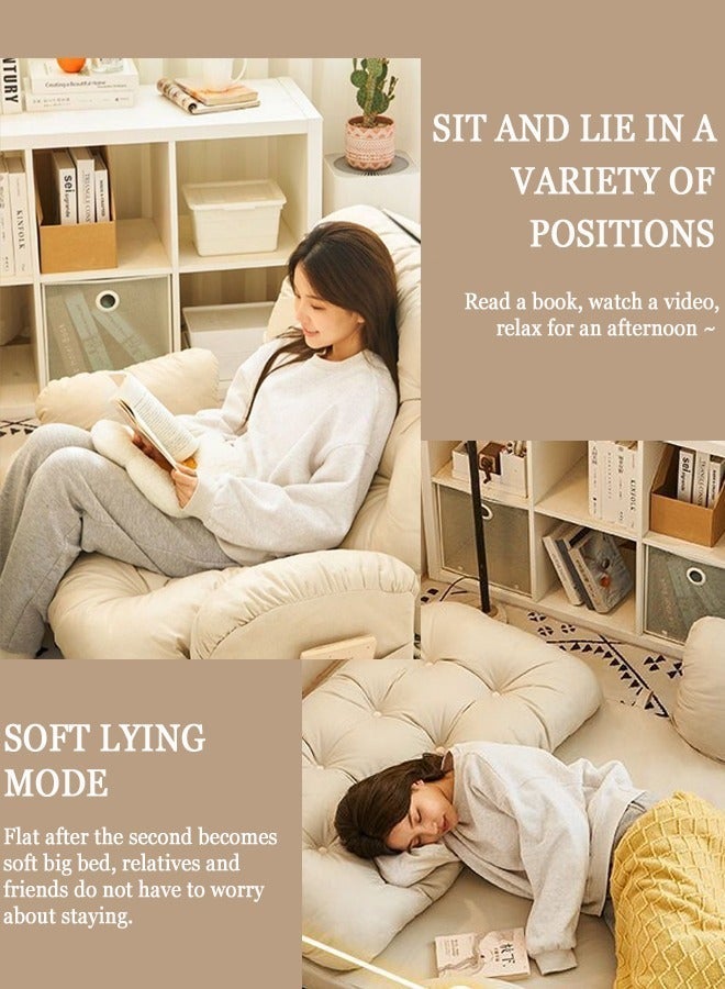 Aikenn Folding Floor Chair with Back Support, 5 Adjustable Position Lazy Sofa, Padded Sleeper Bed, Couch Recliner, Floor Gaming Chair for Adults Meditation Living Room Bedroom, Grey - Image 3
