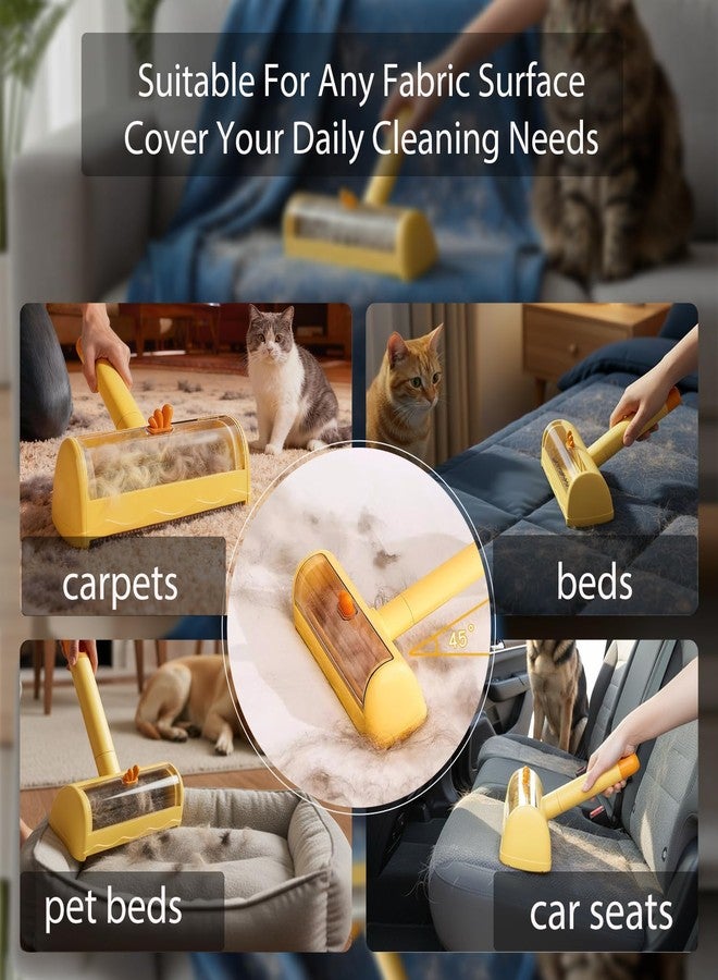 Leinoupt Roller Pet Hair Remover，Self Cleaning Shedding Brush，Cat Brush for Shedding, Pet Hair Removal Glove for Dogs & Cats, Gently Remove Fur from Furniture, Laundry, Carpet & Car Seats，3 Piece Set (Yellow) - Image 3
