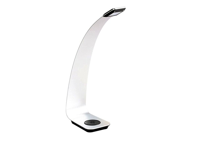 Maxbell Curved Aluminium LED Desk Lamp with Dimmer 1112Inch High Silver - Image 1