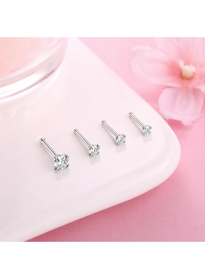 4PCS Solid Gold 1.5/2/2.5/3mm Clear CZ Bone Nose Studs - Image 5
