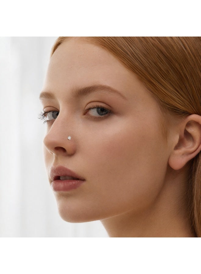 4PCS Solid Gold 1.5/2/2.5/3mm Clear CZ Bone Nose Studs - Image 4