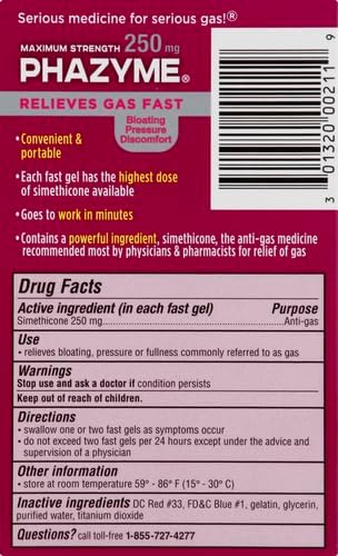 Phazyme Maximum Strength Gas and Bloating Relief 250 mg Simethicone 12 Fast Gels Pack of 2 - Image 3