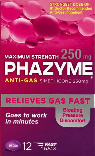 Phazyme Maximum Strength Gas and Bloating Relief 250 mg Simethicone 12 Fast Gels Pack of 2 - Image 2