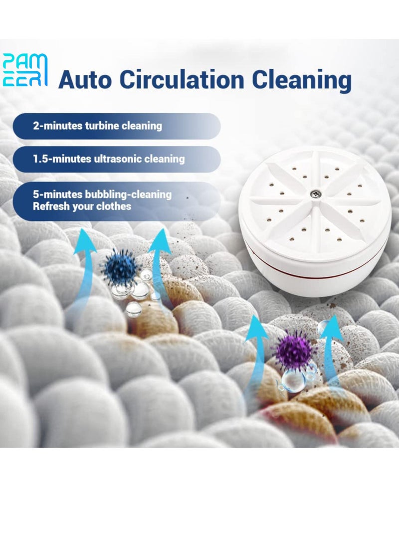 PAMEER Mini Washing Machine Ultrasonic Turbine Portable Turbo Mini Washer for Travelling Business Trip Camping College Room Turbo Washer for Cleaning Socks Under Garments Small Rags  - Image 4