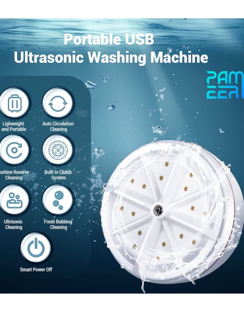 PAMEER Mini Washing Machine Ultrasonic Turbine Portable Turbo Mini Washer for Travelling Business Trip Camping College Room Turbo Washer for Cleaning Socks Under Garments Small Rags  - Image 3
