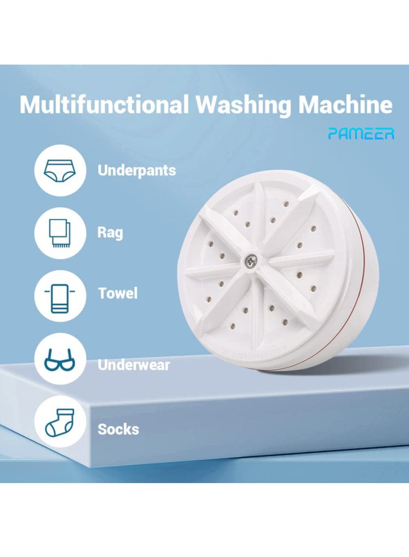 PAMEER Mini Washing Machine Ultrasonic Turbine Portable Turbo Mini Washer for Travelling Business Trip Camping College Room Turbo Washer for Cleaning Socks Under Garments Small Rags  - Image 2