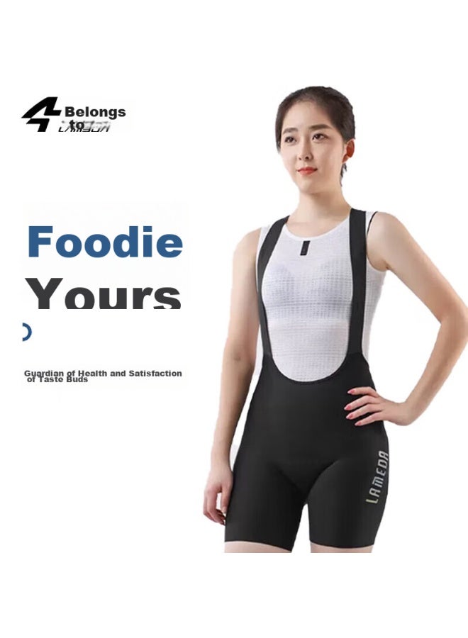 Lampada Lanpada Women's Cycling Shorts, One-piece Bib Shorts, Summer Professional Road Bike Shorts, Black, XL - Image 2