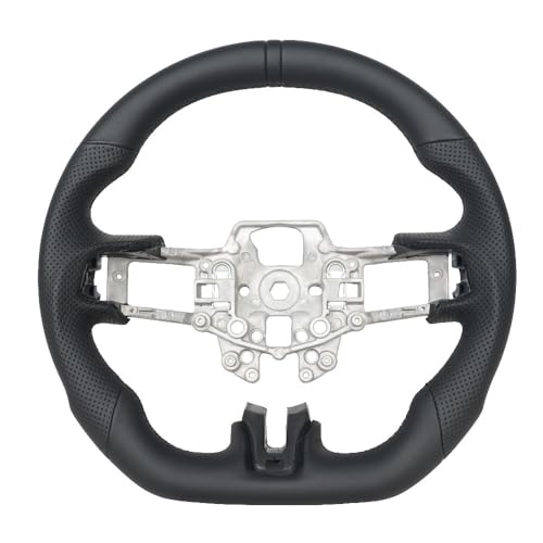 JIANGGAI Full Leather Steering Wheel, D-shaped Perfoated Leather Grip Steering Wheel Fit For Mustang EcoBoost GT Shelby GT350/GT350R 2015-2017 - Image 1