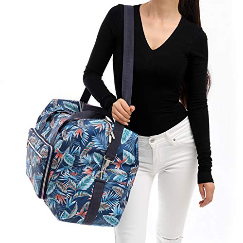 Lyf 22" Foldable Large Travel Duffel Duffle Bag Sports Gym Tote Bag For Women Overnight Carryon Weekend Bag Shoulder Bag Water Resistant (leatherleaf) - Image 2