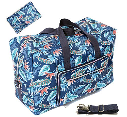 Lyf 22" Foldable Large Travel Duffel Duffle Bag Sports Gym Tote Bag For Women Overnight Carryon Weekend Bag Shoulder Bag Water Resistant (leatherleaf) - Image 1