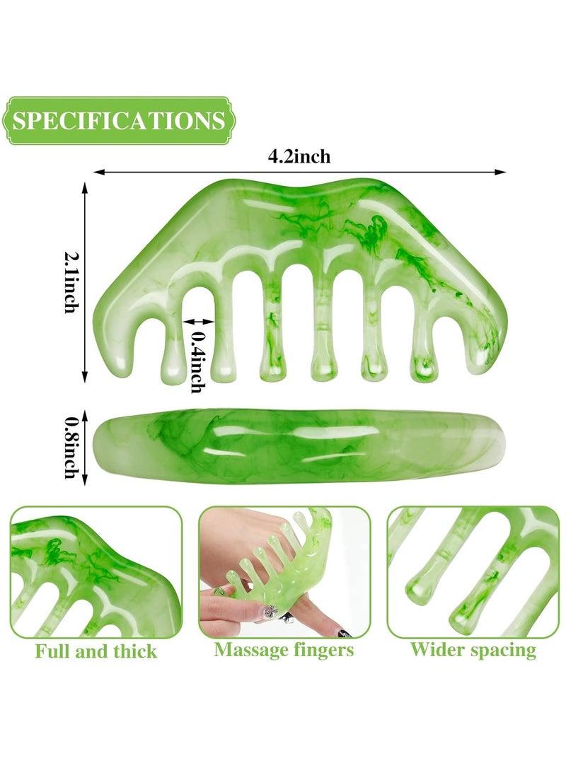 Geiserailie Geiserailie 2 Pieces Jade Combs Massage Stone Hair Comb Guasha Scraping Scalp Comb Facial Massage Tool Multifunctional Handheld Head Tools for Valentine's Day Mother's Day Gift (Elegant Style)  - Image 3