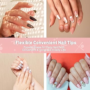 Grevosea 240 Pcs short almond nail tips 12 Sizes Pre Shape Half Cover Nail Tips press on nails gel nail extension for Beginner and Professional DIY Manicure Art Home Salon - Image 5