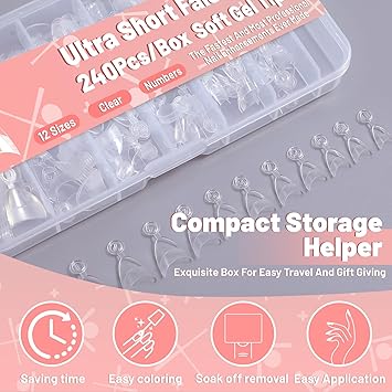 Grevosea 240 Pcs short almond nail tips 12 Sizes Pre Shape Half Cover Nail Tips press on nails gel nail extension for Beginner and Professional DIY Manicure Art Home Salon - Image 3