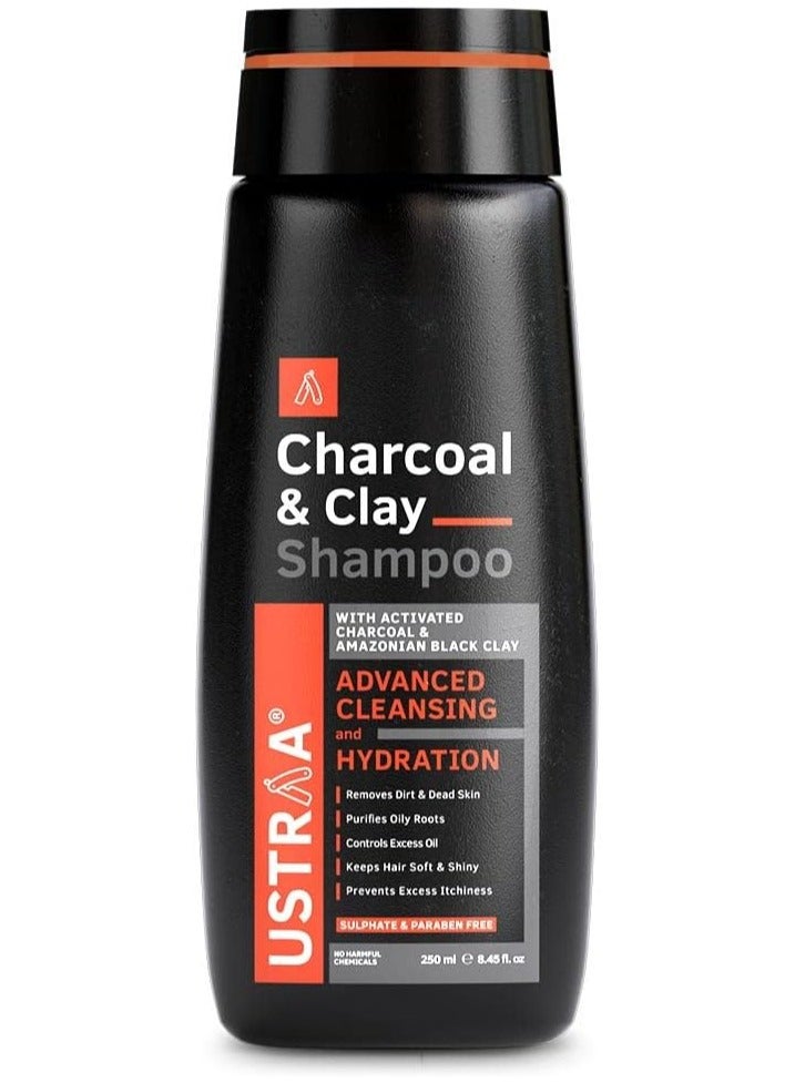 Ustraa Charcoal & Clay Hair Shampoo, 250ml - Image 1