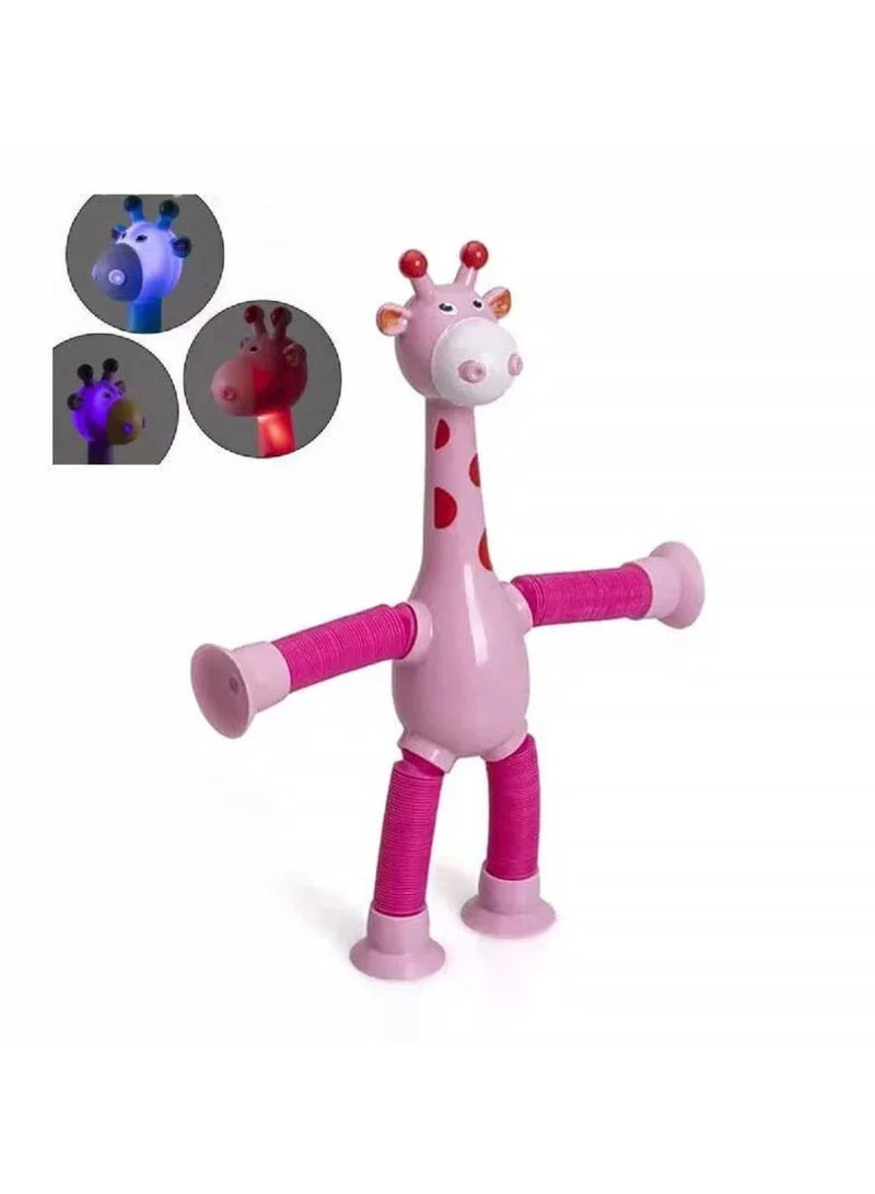 Cat Game Toddler Cartoon Giraffe Suction Cup Telescopic Tube Variety Luminous Stretch Tube Giraffe Puzzle Novelty Decompression Toys Magnets for Kids... - Image 1