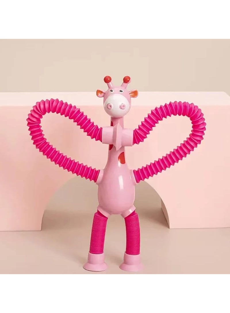 Cat Game Toddler Cartoon Giraffe Suction Cup Telescopic Tube Variety Luminous Stretch Tube Giraffe Puzzle Novelty Decompression Toys Magnets for Kids... - Image 2