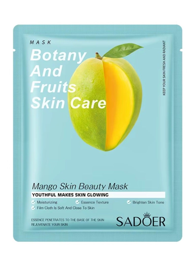 SADOER 10 Pcs Mango Skin Beauty Mask Set Botany and Fruits Skin Care Sheet Facial Mask Moisturizing Hydrating Skin Tone Soft Texture Face Mask Sheet for Women and Men Skincare Youthful Skin Glowing Masks - Image 2