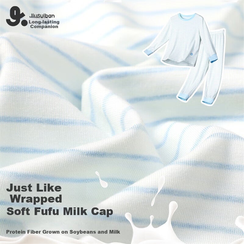JD Jing Zao Jiusuiban Kids Soft Skin Thermal Underwear Unisex Children's Autumn Winter Moisturizing Modal Lightweight Base Layer Cotton Sweater Pajamas Set - Image 1
