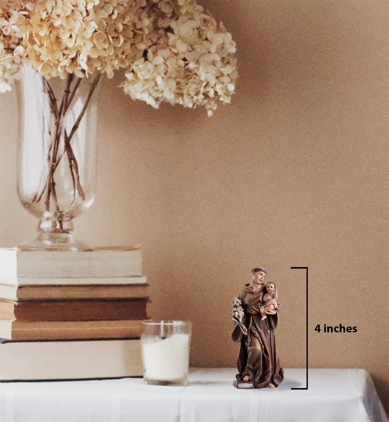 Trendzeen St Anthony of Padua Statue Figurine (4 Inch), Laminated Prayer Card, Saint Anthony Pocket Token Coin, The Lord's Prayer Card | Patron Saint of Lost Things Set of 4 Items - Image 3