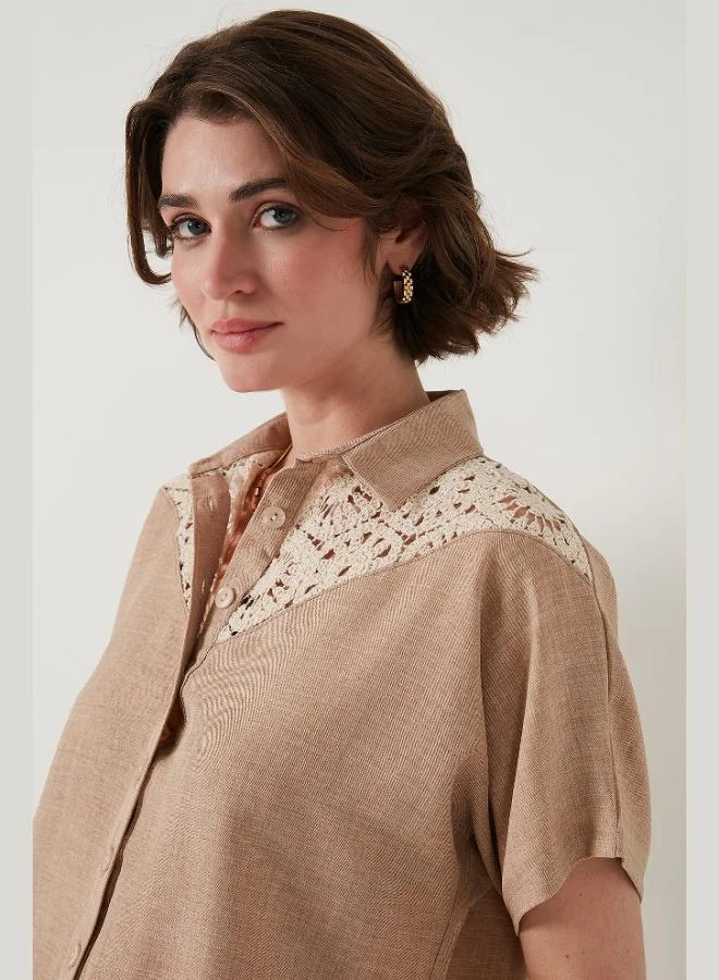 Lela  Lela Lace Relaxed Fit Short Sleeve Shirt Women's SHIRT 5865764 for Women | Best Price UAE