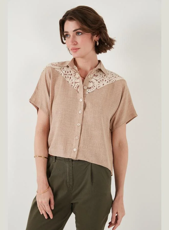 Lela  Lela Lace Relaxed Fit Short Sleeve Shirt Women's SHIRT 5865764 for Women | Best Price UAE
