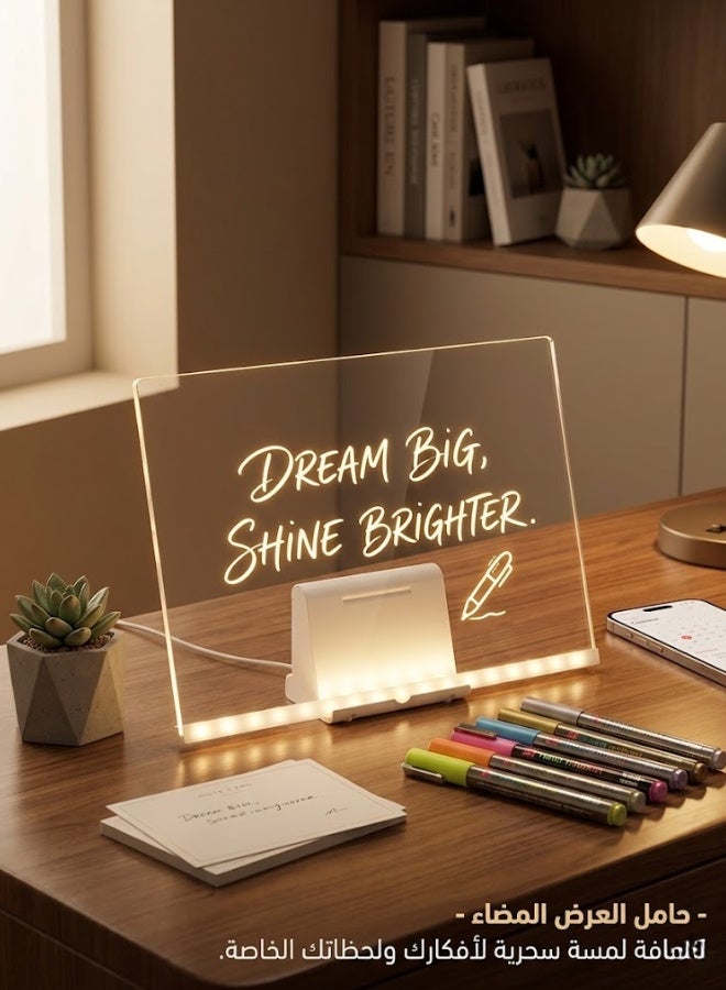 Lucky Power LED Light-Up Acrylic Note Board | Glowing Message & Drawing Board - Image 2
