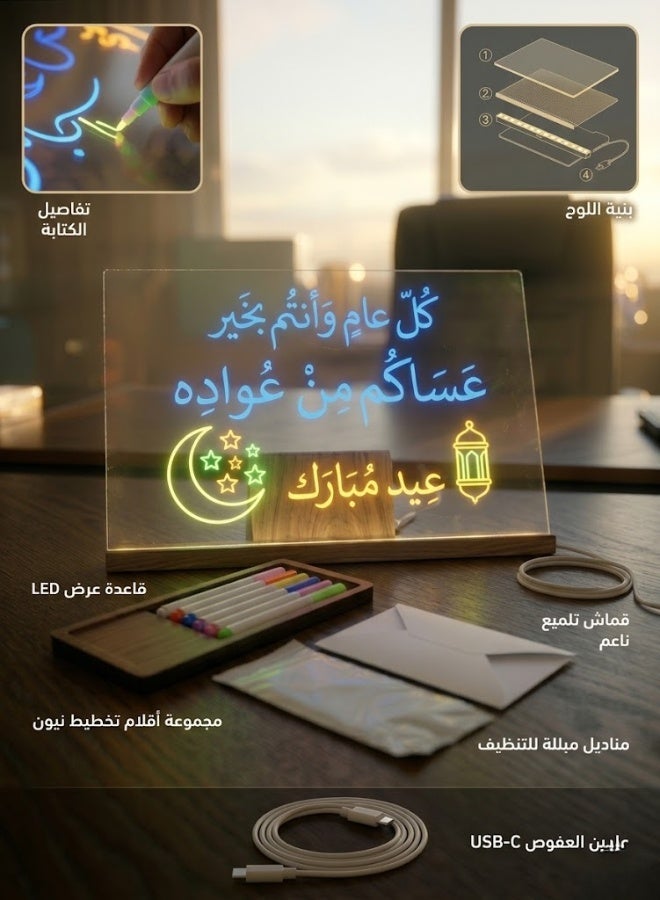 Lucky Power LED Light-Up Acrylic Note Board | Glowing Message & Drawing Board - Image 3