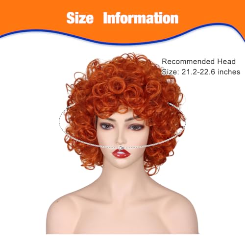 ColorGround Short Fluffy Curly Orange Red Cosplay Wig Women Costume for Halloween - Image 3
