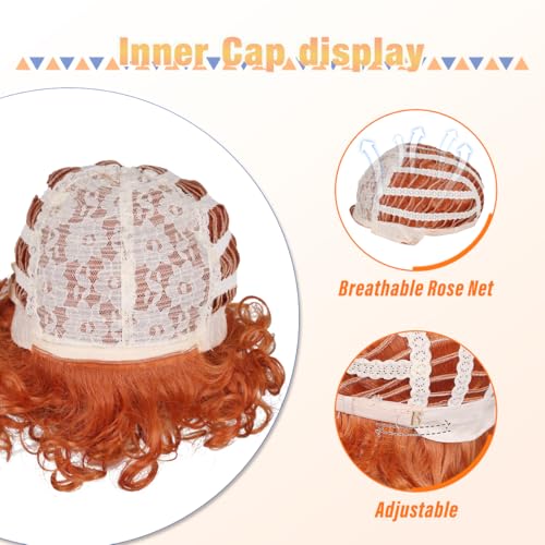 ColorGround Short Fluffy Curly Orange Red Cosplay Wig Women Costume for Halloween - Image 5