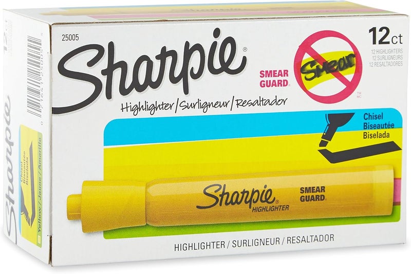 SHARPIE Tank Style Highlighters Chisel Tip Yellow 12 Count - Image 1