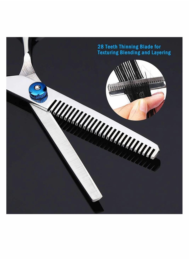 SYOSI - Professional Hair Cutting Scissors, 9 PCS Barber Thinning Scissors Hairdressing Shears Stainless Steel Hair Cutting Shears Set with Cape Clips Comb for Barber Salon and Home - Image 1