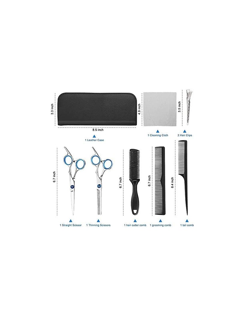 SYOSI - Professional Hair Cutting Scissors, 9 PCS Barber Thinning Scissors Hairdressing Shears Stainless Steel Hair Cutting Shears Set with Cape Clips Comb for Barber Salon and Home - Image 1