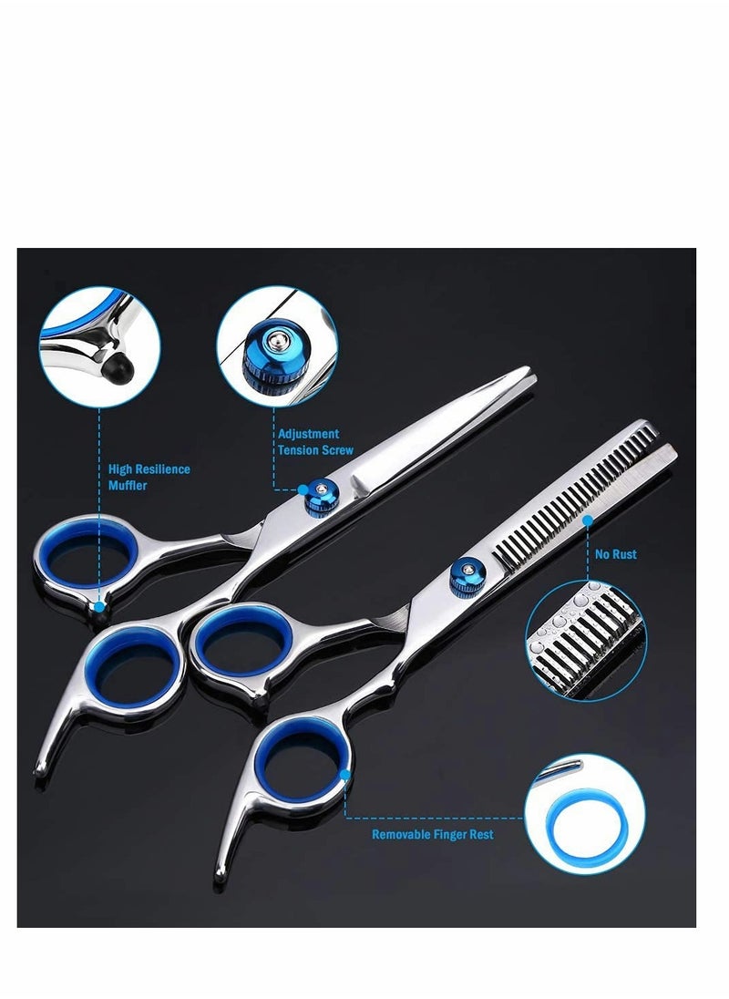 SYOSI - Professional Hair Cutting Scissors, 9 PCS Barber Thinning Scissors Hairdressing Shears Stainless Steel Hair Cutting Shears Set with Cape Clips Comb for Barber Salon and Home - Image 1