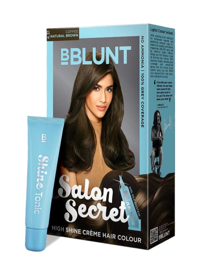 BBlunt High Shine Creme Hair Colour with Shine Tonic - Coffee Natural Brown 4.31,100g,8ml 