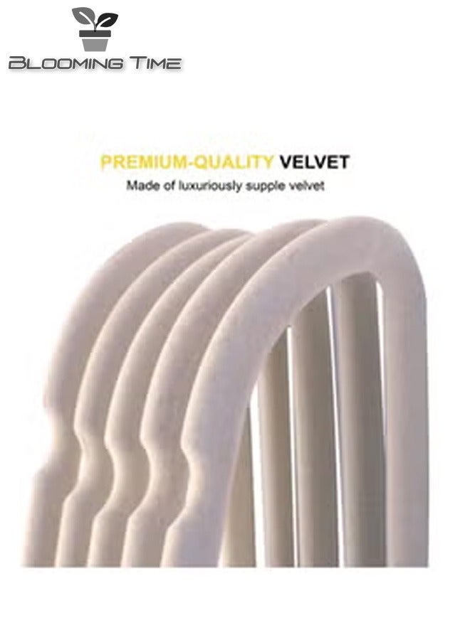 BLOOMING TIME 100 Velvet Non Slip Coat Hanger Set White - Image 3