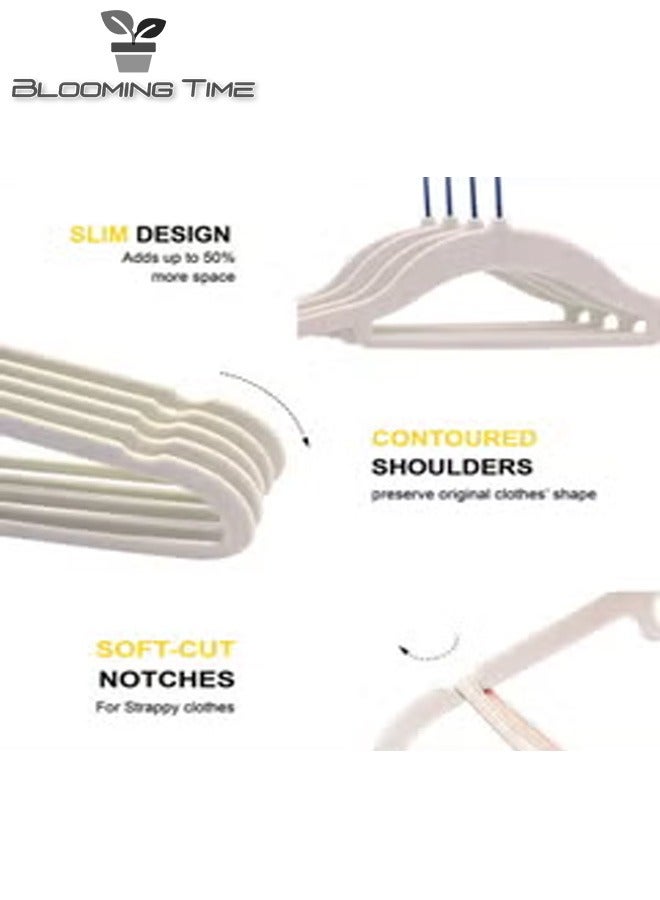 BLOOMING TIME 100 Velvet Non Slip Coat Hanger Set White - Image 2