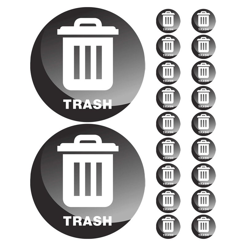 20pcs Trash Sticker: Recycling Sticker Adhesive Labels for Garbage Cans Trash Bins Round Decals for Home Office School Hotels and Public Spaces - Image 5
