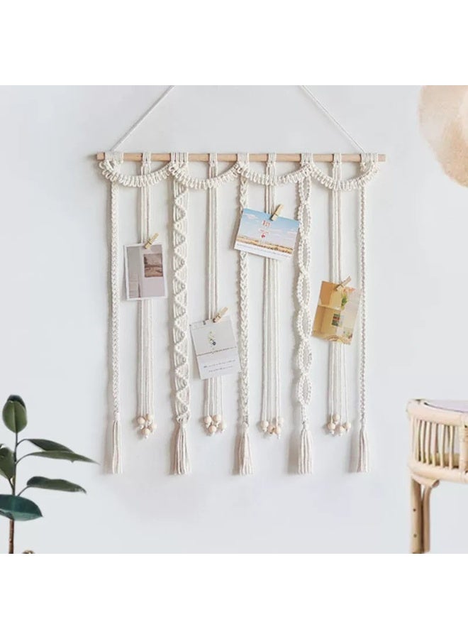 HOMESTAR Boho Photo Display Hanging Board with 20 Clips - Macrame Wall Decor, Picture Collage Frame for Bedroom, Living Room & Nursery - Image 4