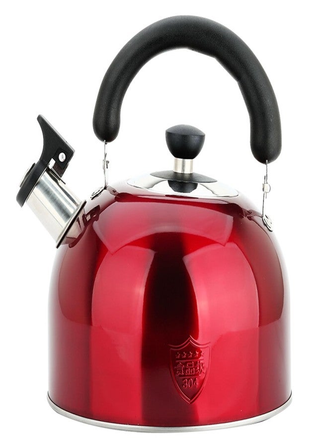 MAX COOK MAXCOOK 3.75 Quart/4L Whistling Tea Kettle,Stainless Steel Teakettle Teapot for Stovetop,Vintage Tea Kettles with Touch Ergonomic Handle(Red) - Image 1