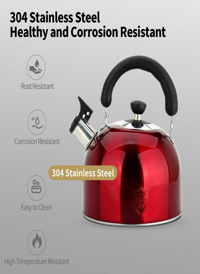 MAX COOK MAXCOOK 3.75 Quart/4L Whistling Tea Kettle,Stainless Steel Teakettle Teapot for Stovetop,Vintage Tea Kettles with Touch Ergonomic Handle(Red) - Image 5